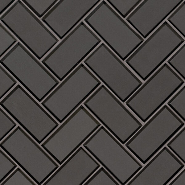 Metallic Gray Bevel Herringbone